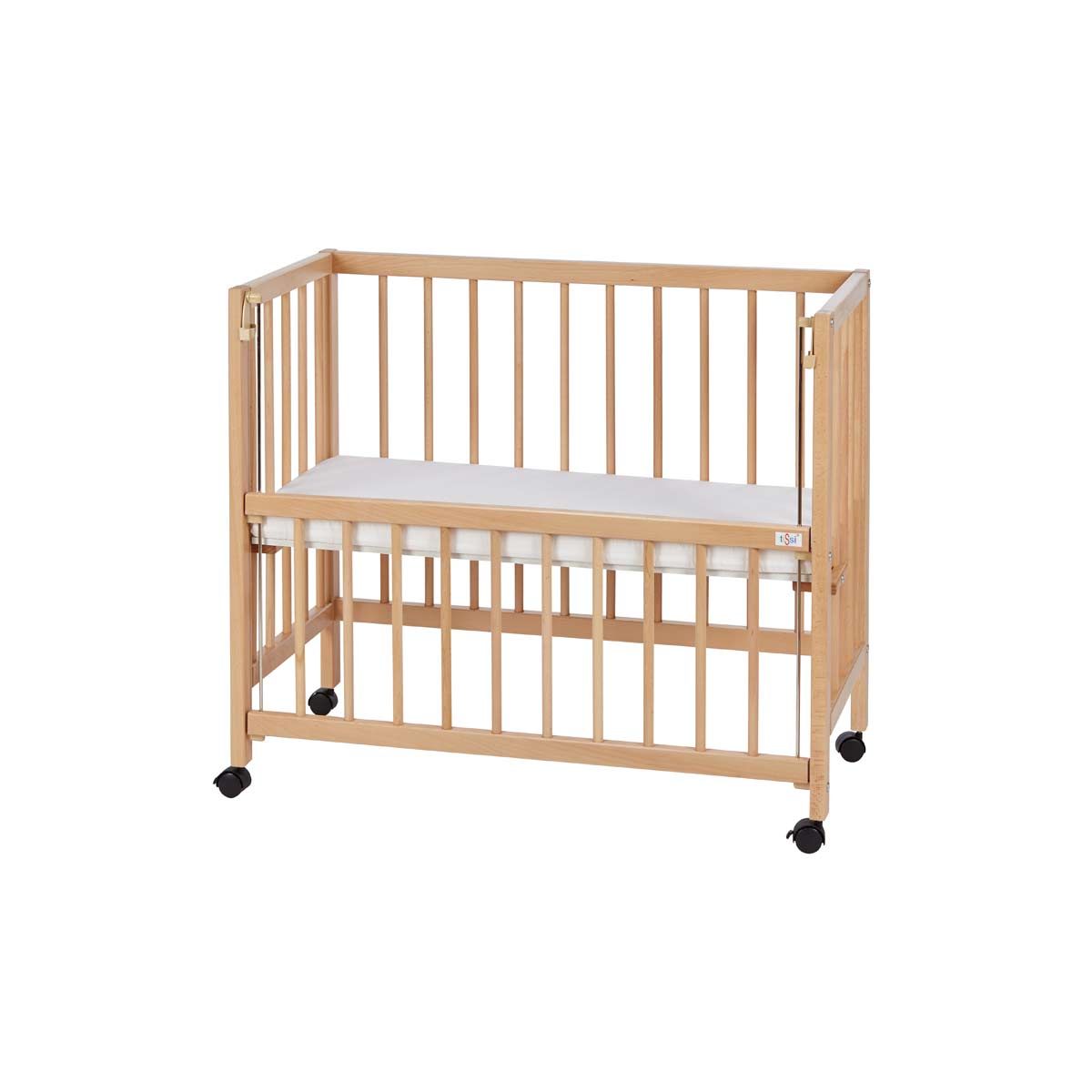 TiSsi Beistellbett HAJO Buche Weiß - 124x64cm Mit Rollen
